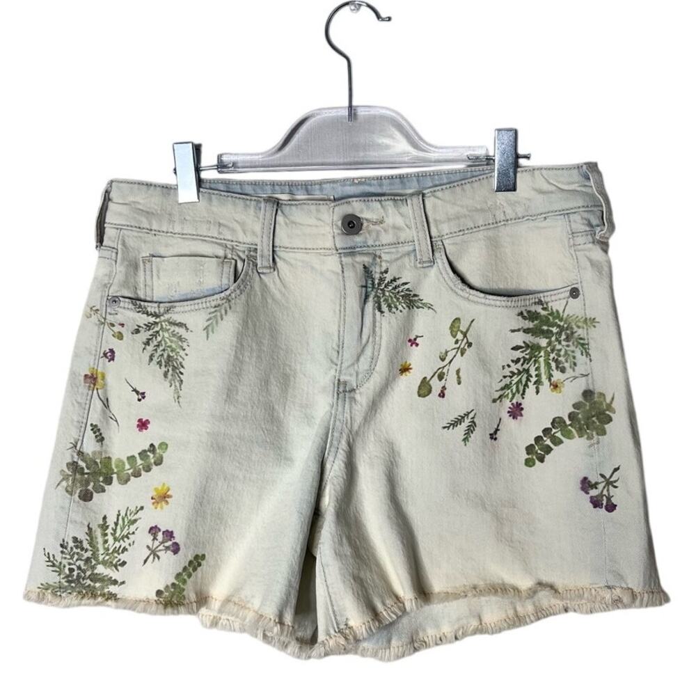 Anthropologie Pilcro Florise Slim Boyfriend Botanical Printed Denim Shorts 27